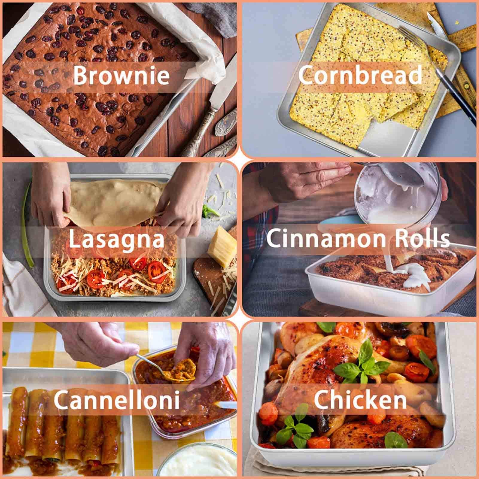 TeamFar square cake pan in oven for even baking results