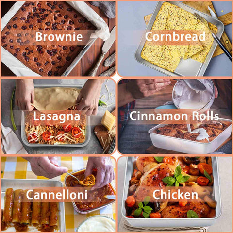 TeamFar square cake pan in oven for even baking results