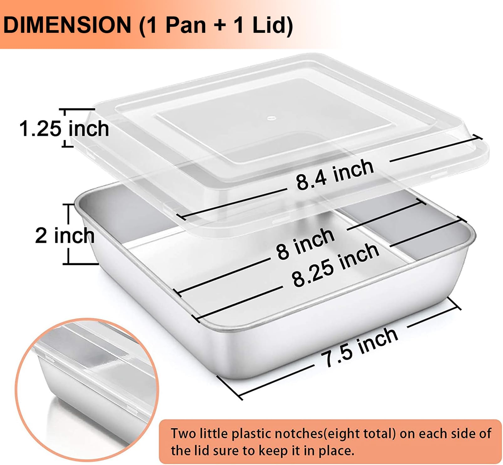 TeamFar square cake pan lid close-up showing secure snap for transport