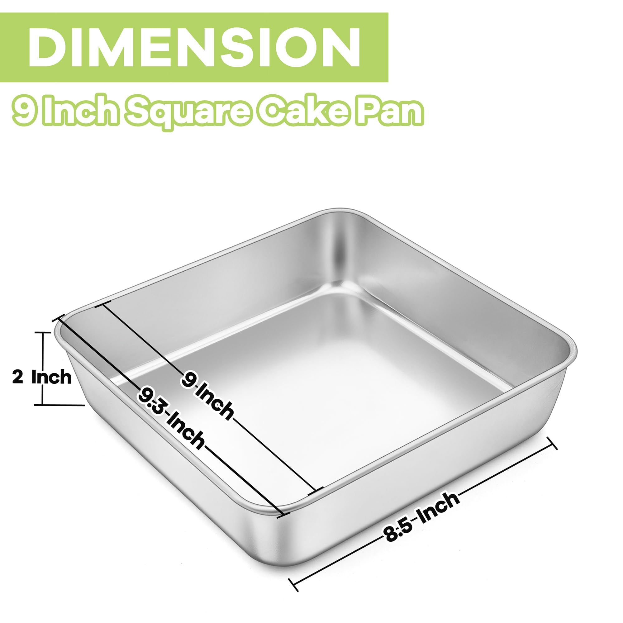 TeamFar 9-inch square pan in one-piece durable design