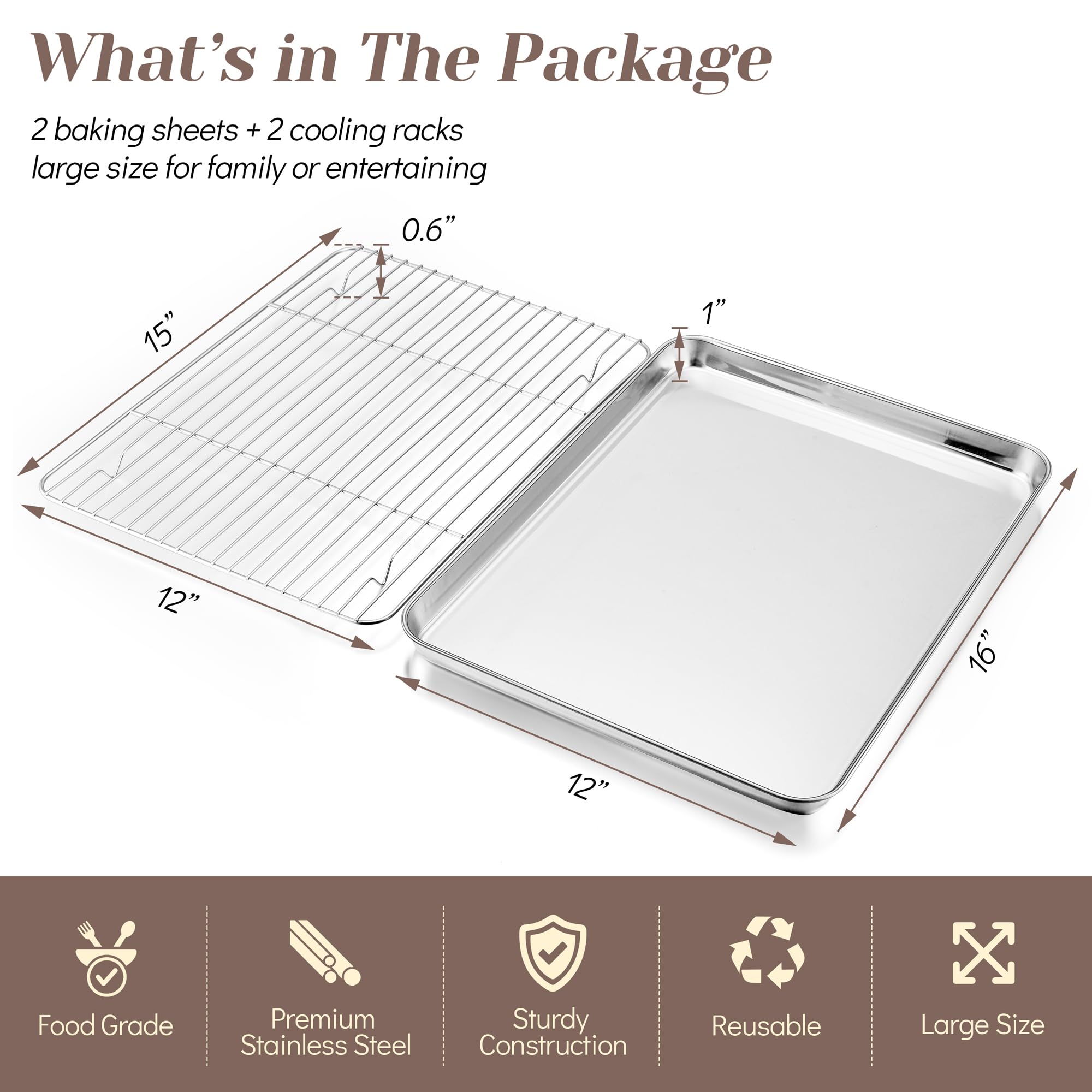 TeamFar stainless steel baking pan shows durable construction and rust free performance