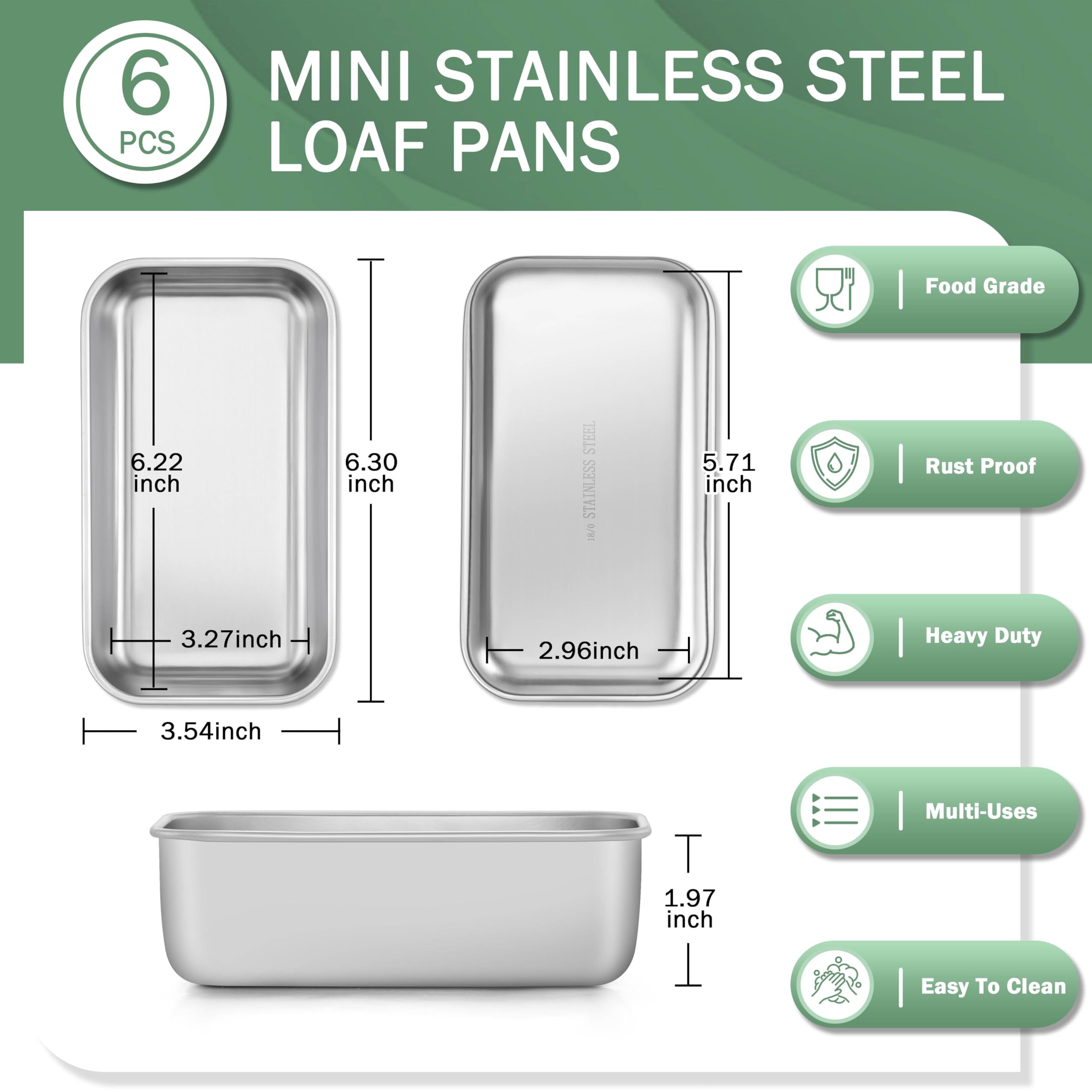 TeamFar stainless steel meatloaf pan, durable and non-toxic