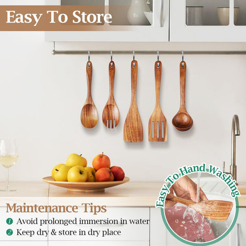 TeamFar teak wood soup ladle heat-resistant design for soups