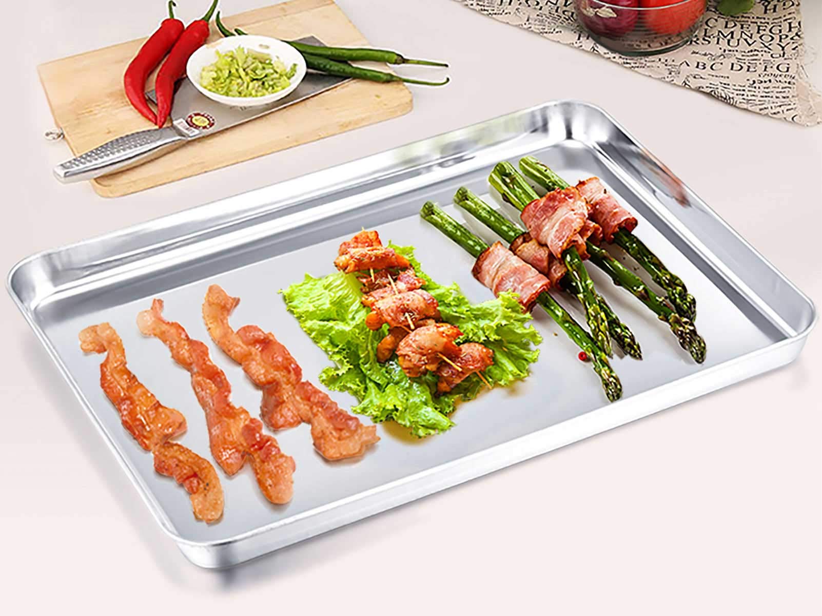 TeamFar toaster oven pan mirror finish reduces sticking for smooth release