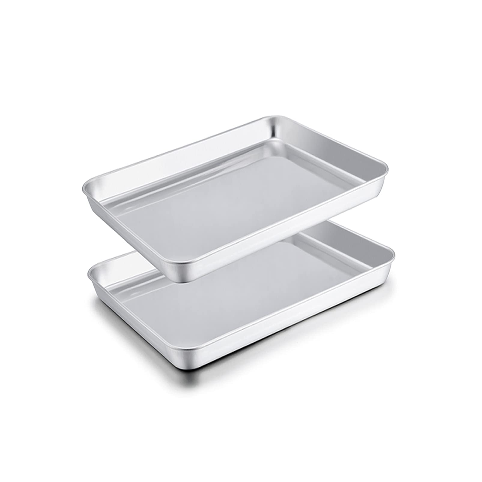 TeamFar toaster oven pan in stainless steel, compact design ideal for small batches.