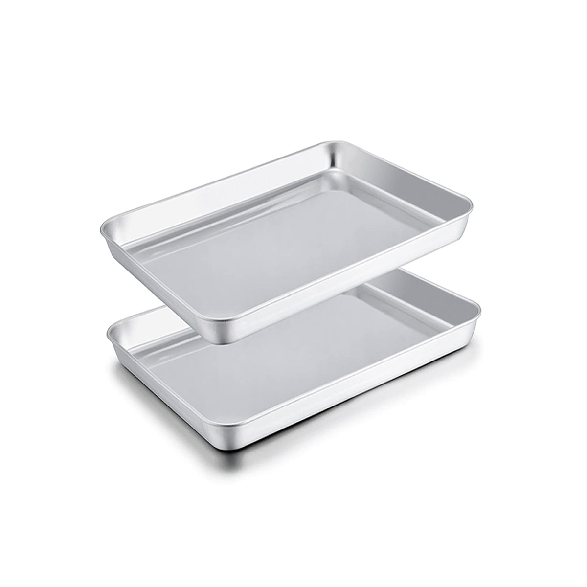 TeamFar toaster oven pan in stainless steel, compact design ideal for small batches.