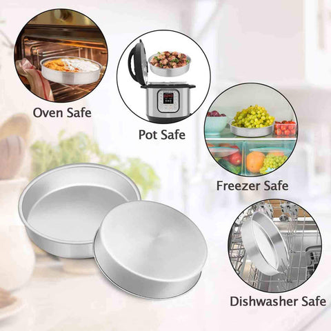 TeamFar two-piece 8-inch cake pan set ideal for layering and stacking.