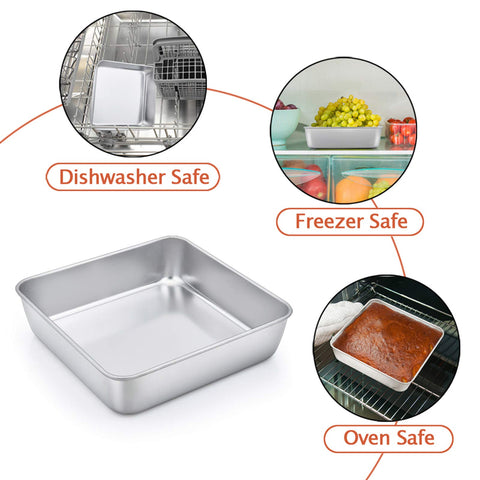 TeamFar versatile square pan suitable for cakes, brownies, lasagna and more.
