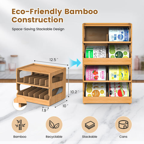 Teamkio bamboo can organizer stackable rack in kitchen saves space and sets inventory order
