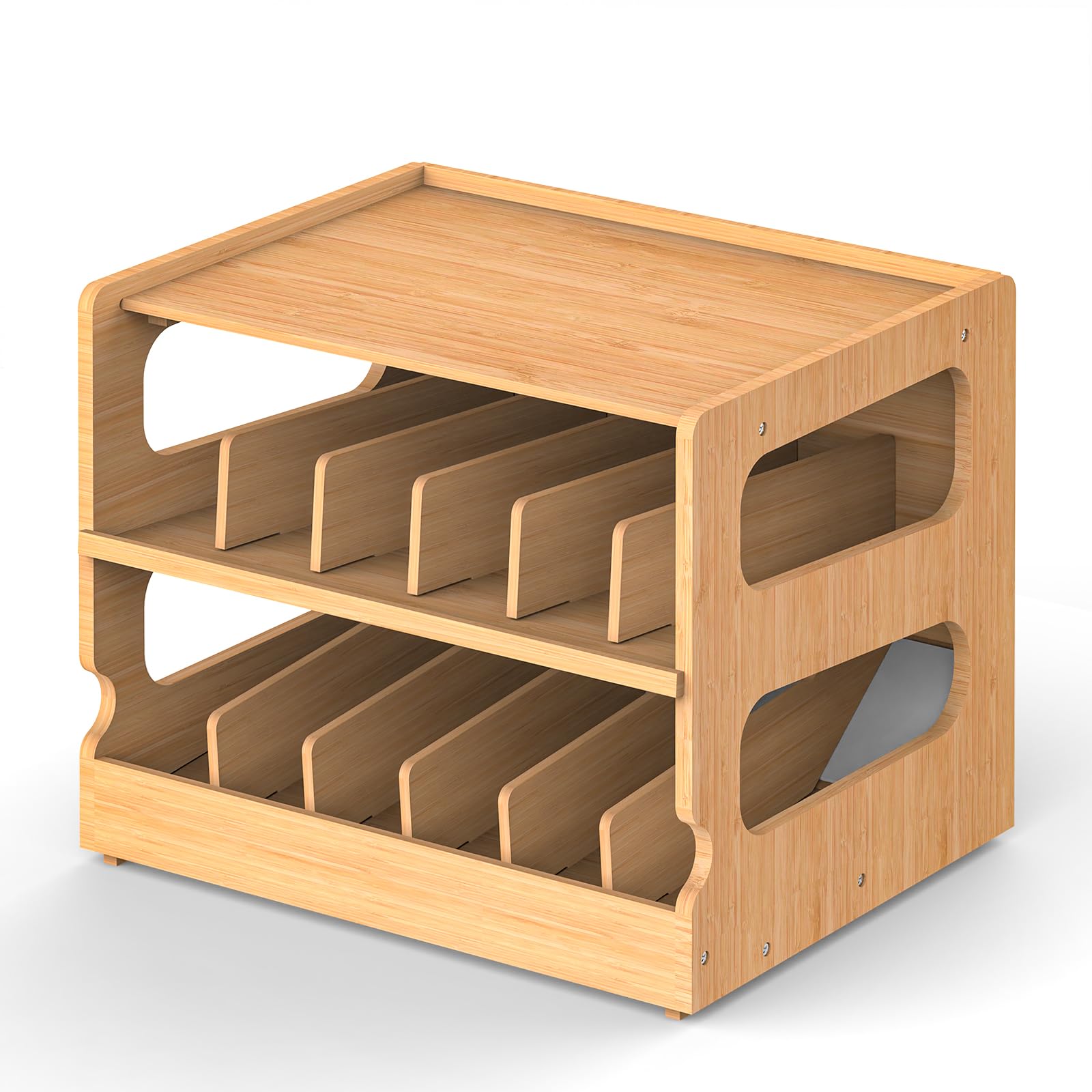 Teamkio durable bamboo design stores up to 36 standard cans for efficient pantry use