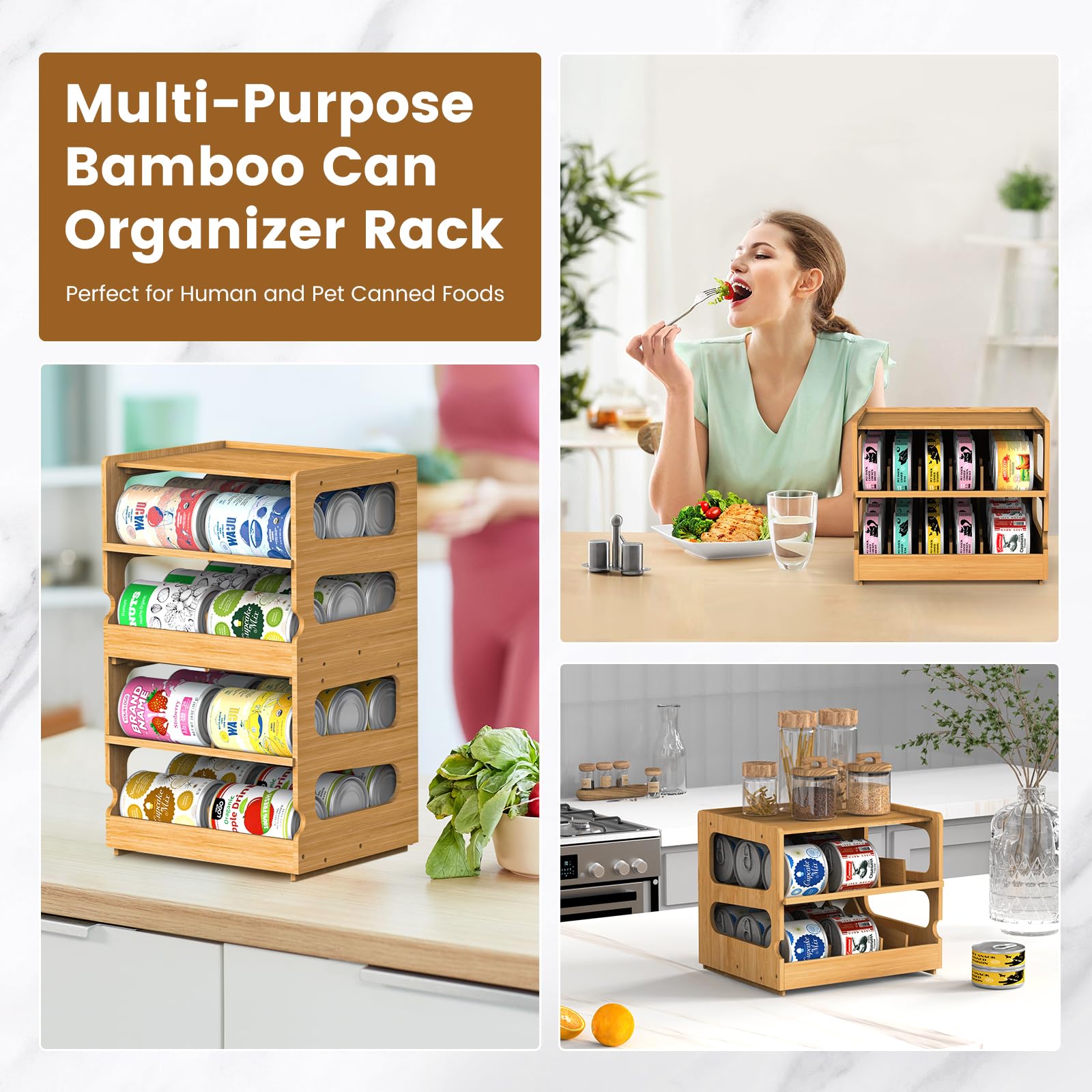 Teamkio pantry rack is ideal for both human and pet foods in one place