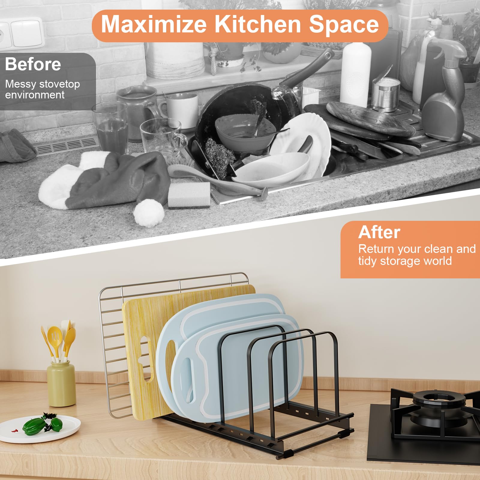 TEAMOLA kitchen storage saver for countertops keeps essentials within reach