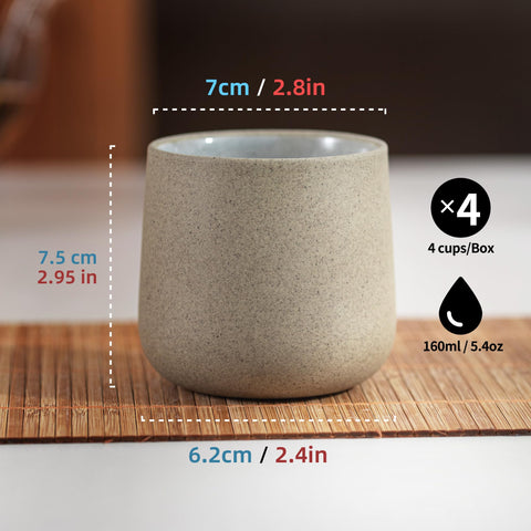 TEANAGOO ceramic teacups with unglazed exterior and glazed interior reveal the tea color.