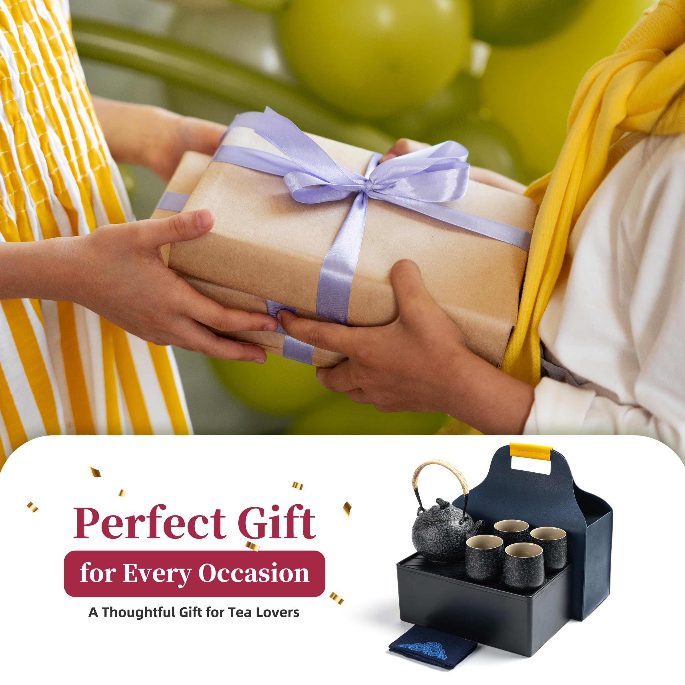 TEANAGOO embroidered wave tea towel adds an authentic decorative touch.