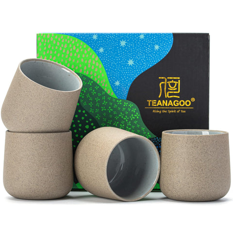 TEANAGOO Japanese tea cups in dark grey with 205ml capacity for elegant serving.