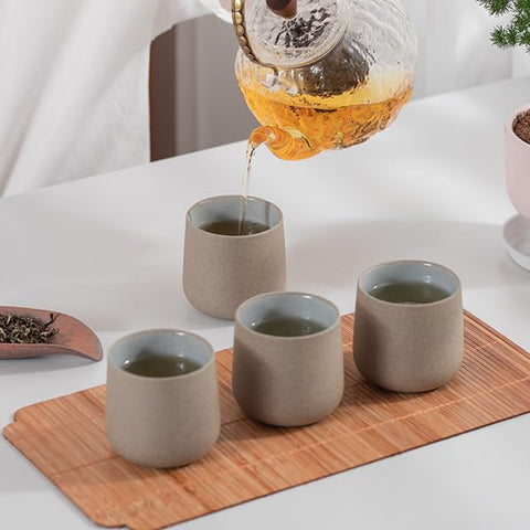 TEANAGOO Japanese tea cups with flat bottom prevent tabletop scratches for stability.