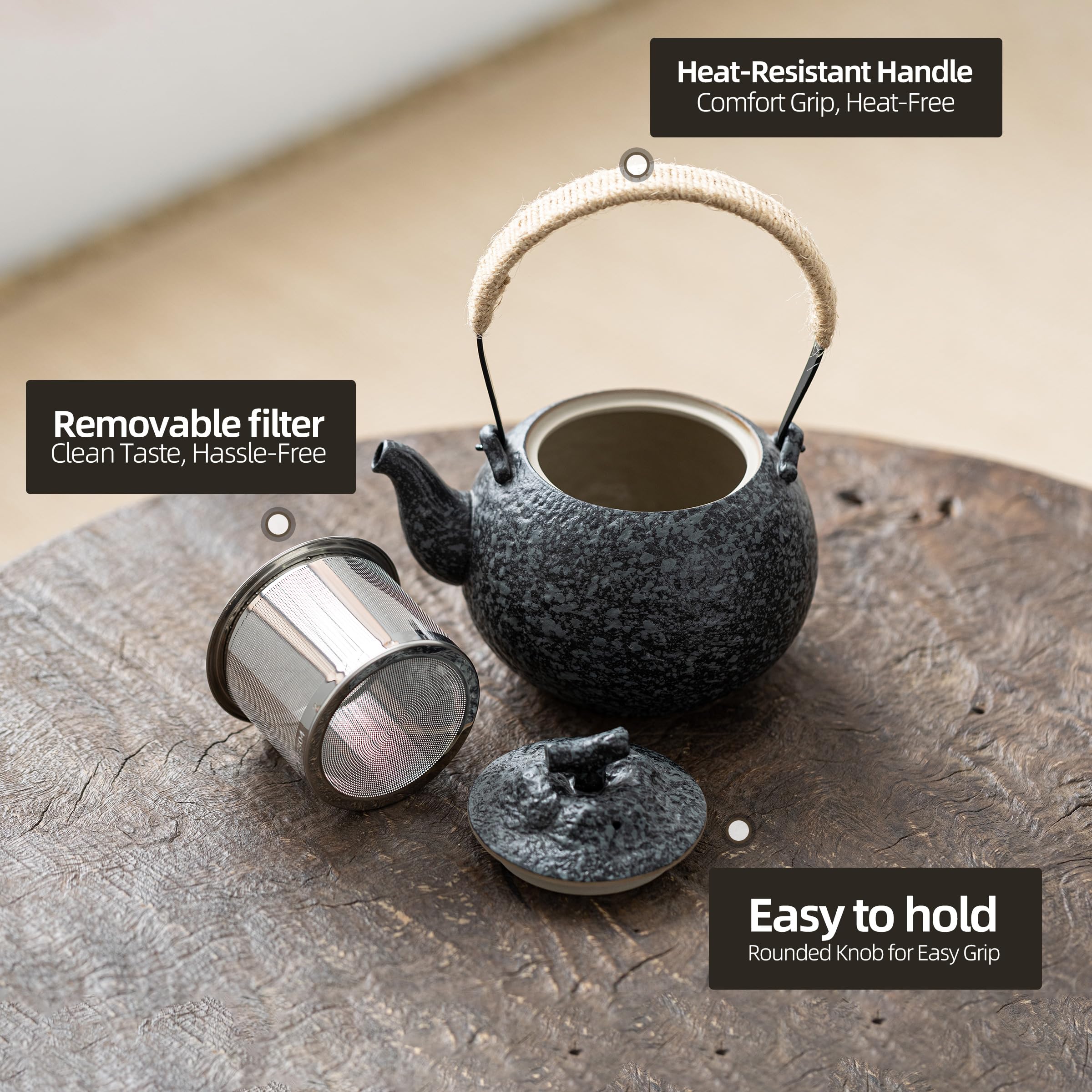 TEANAGOO vintage-style heat-resistant handle for a secure grip.