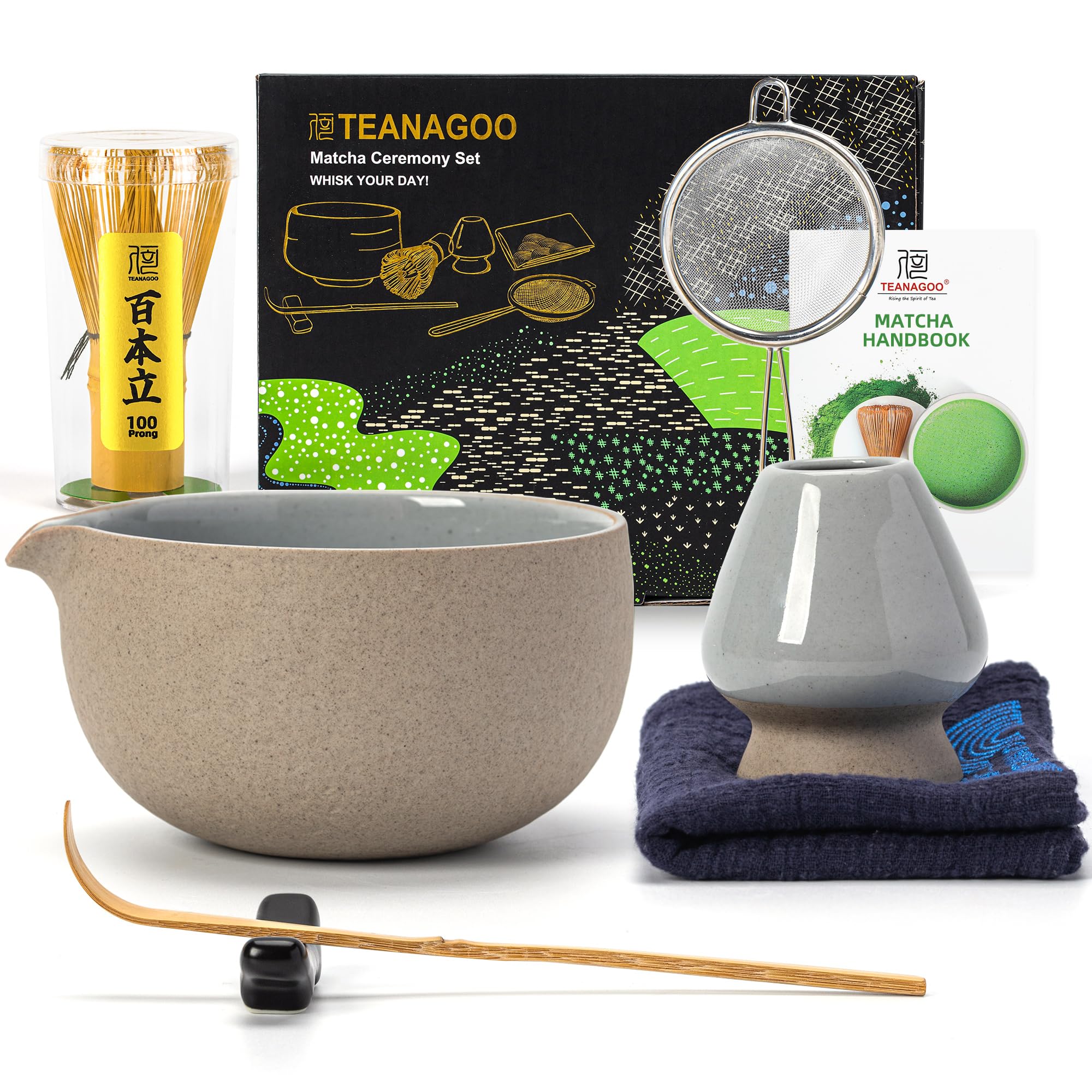 TEANAGOO matcha set ceramic bowl with pouring mouth for easy serving
