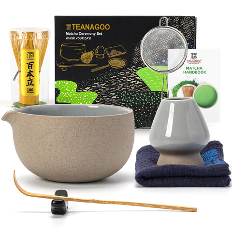 TEANAGOO matcha set ceramic bowl with pouring mouth for easy serving