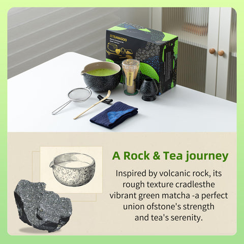 TEANAGOO bamboo whisk with ~100 tines for efficient matcha emulsification