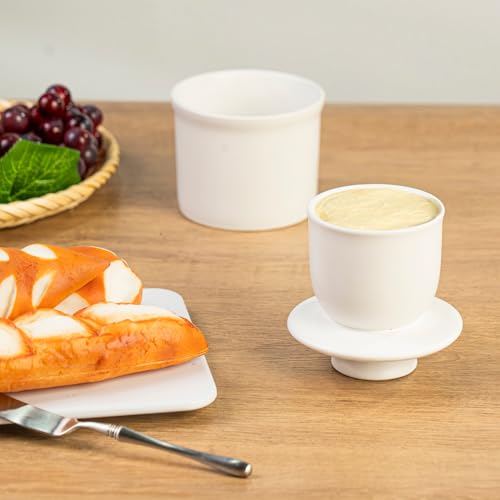 Teapeak porcelain dish butter keeper on the countertop for easy serving