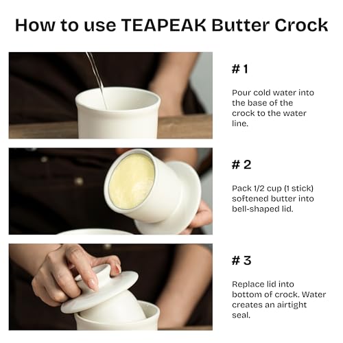 Teapeak two-piece design butter keeper enables easy serving and cleanup
