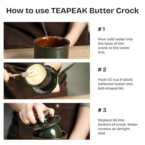 Teapeak butter keeper crock 6.5oz capacity suitable for family use