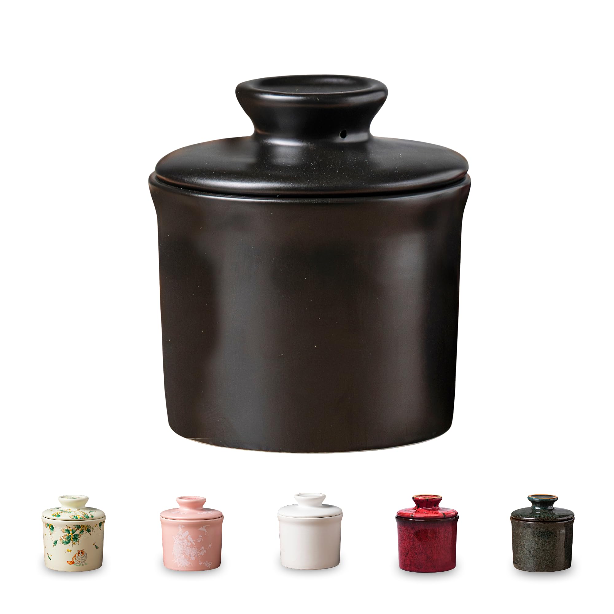 Teapeak porcelain butter keeper crock smooth body for stylish on-counter storage.