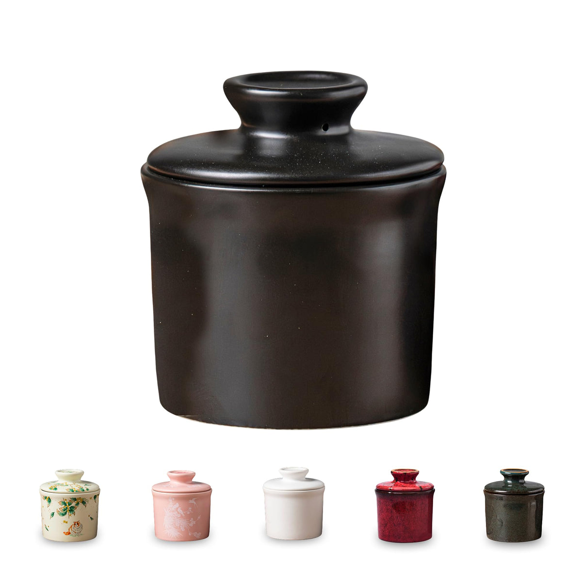 Teapeak porcelain butter keeper crock smooth body for stylish on-counter storage.