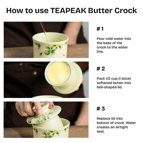 Teapeak large-capacity butter keeper holds 6.5oz for family meals.