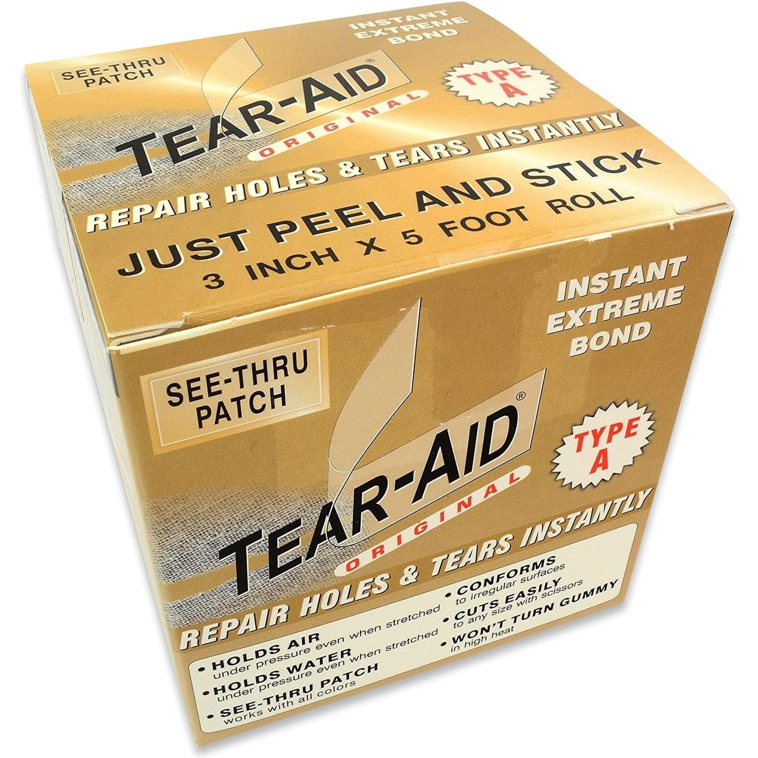 TEAR-AID durable adhesive patch resists tearing and maintains patch integrity.
