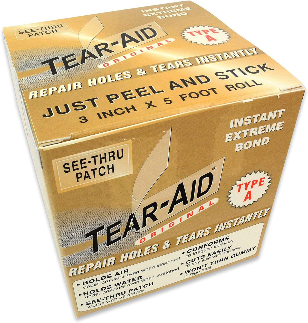 TEAR-AID fabric repair roll allows quick, strong patches on canvas and fabrics.