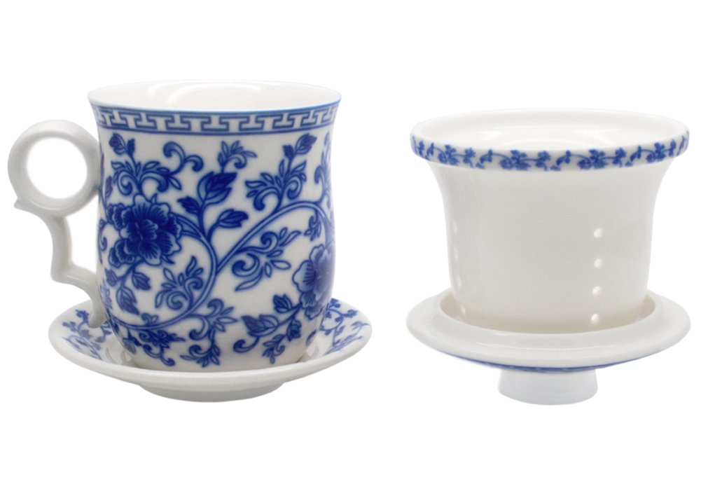 Tea Talent porcelain teacup on an office desk ready for tea.