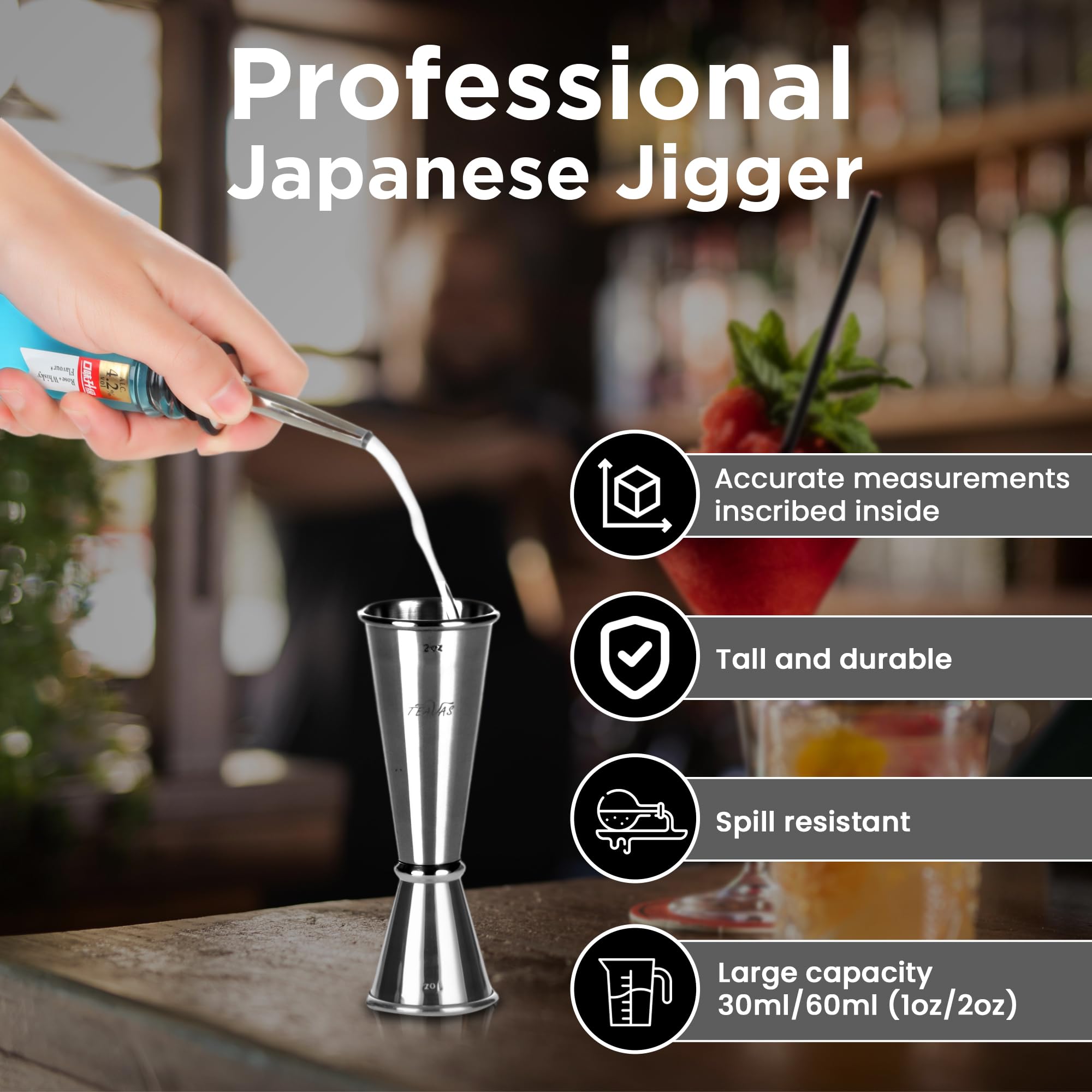 TEAVAS stainless steel cocktail shaker for smooth mixing