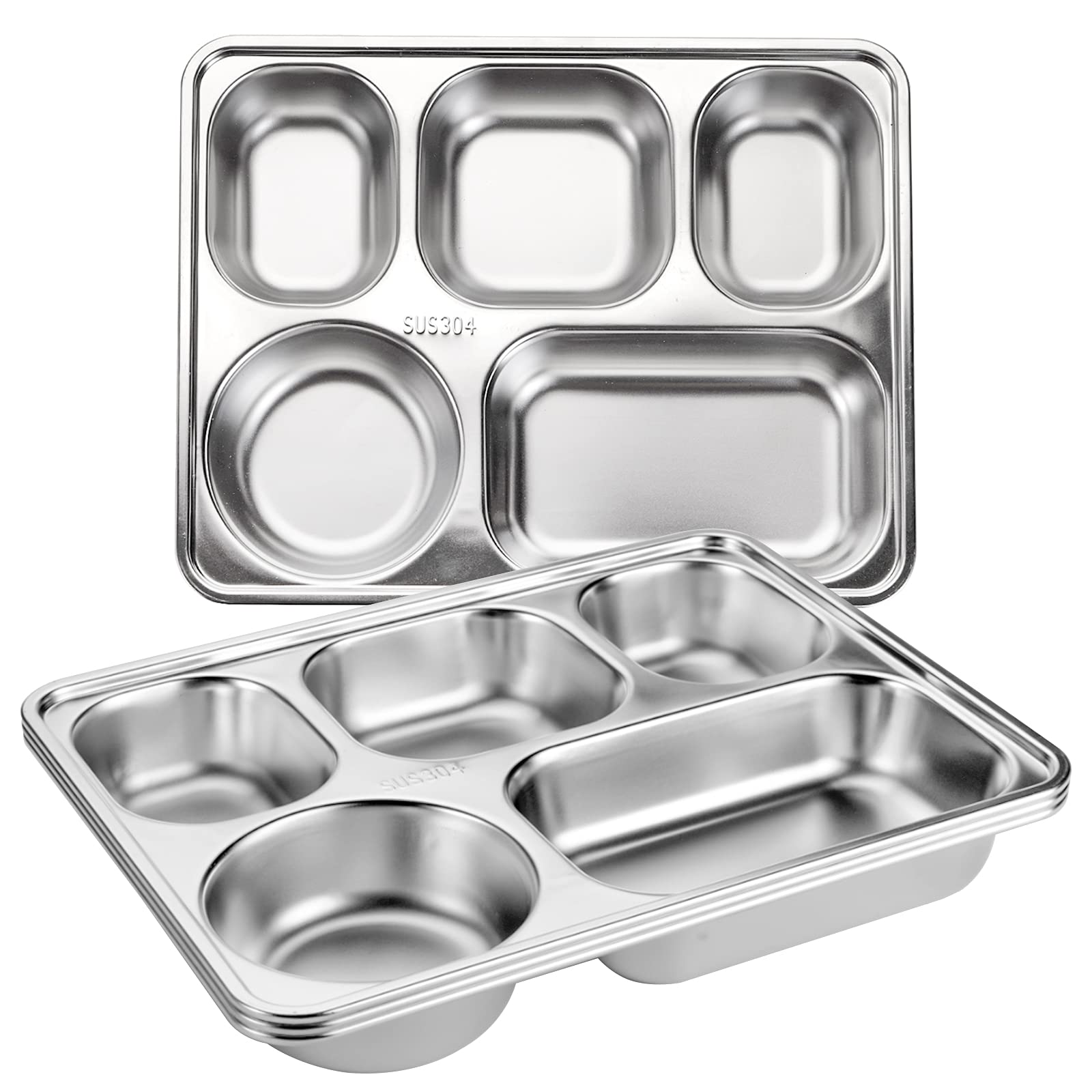 Tebery rectangular divided plate top view shows five sections for balanced meals.