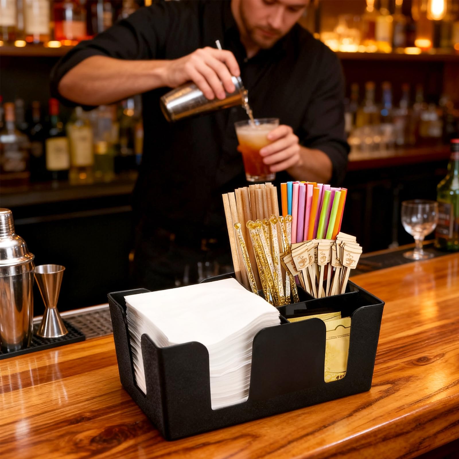 Tebery bar caddy dimensions 9 L x 5.4 W x 4.25 H.