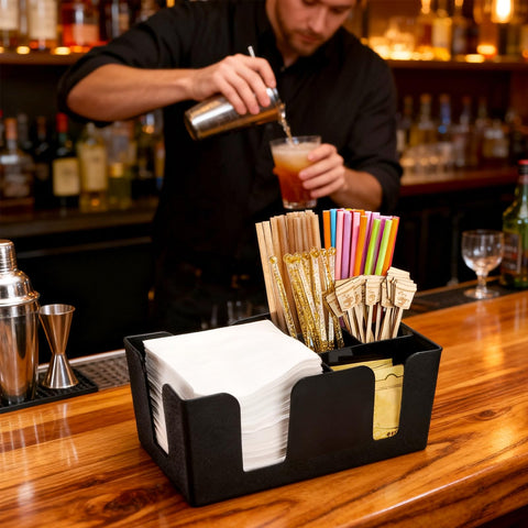 Tebery bar caddy dimensions 9 L x 5.4 W x 4.25 H.