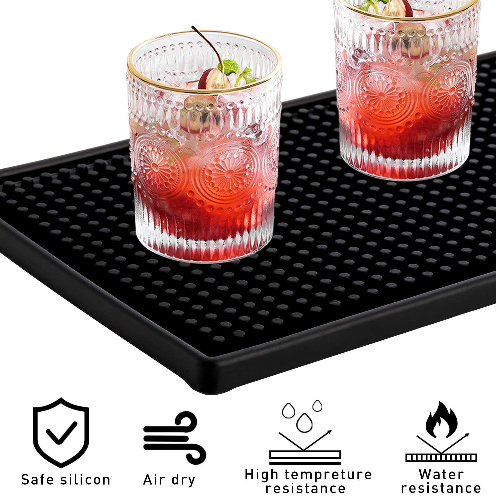 Tebery drying mat promotes airflow to accelerate glass drying after washing.