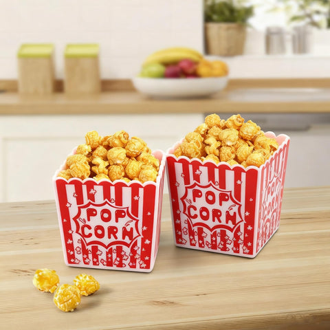 Tebery popcorn boxes used at a movie night spread for concessions.