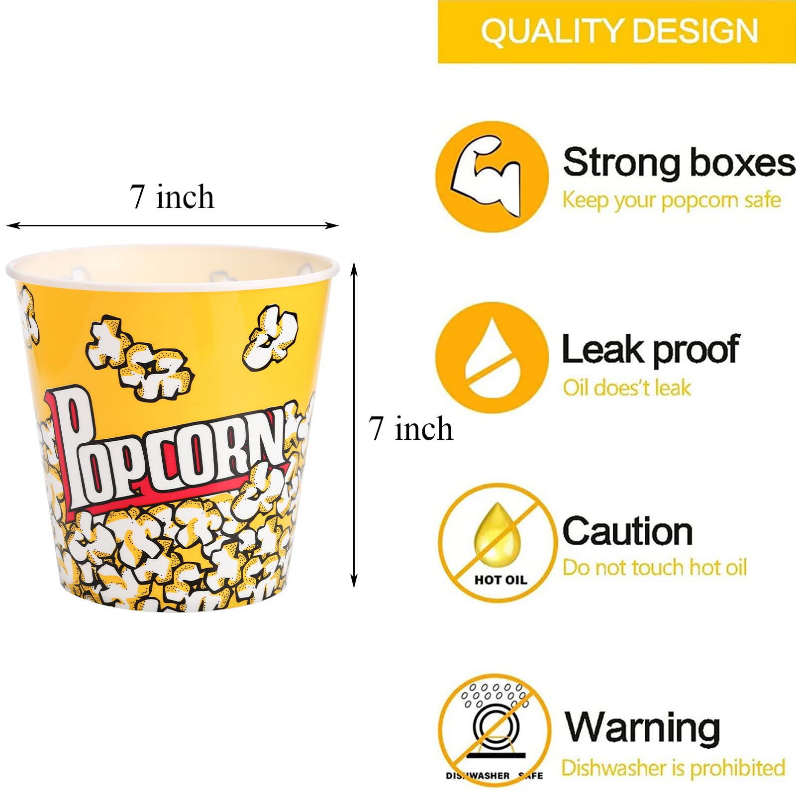 Tebery popcorn bucket front view for organized party serving.