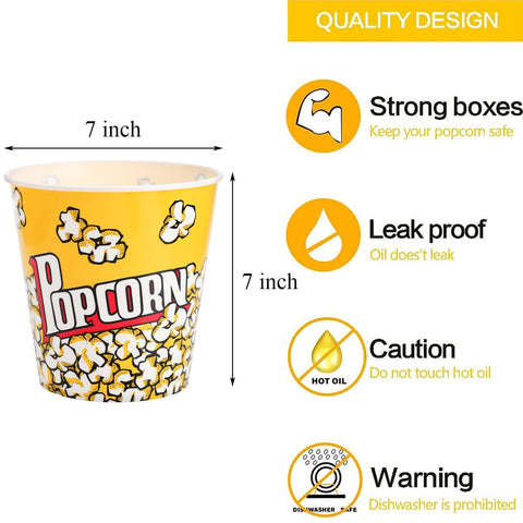 Tebery popcorn bucket front view for organized party serving.