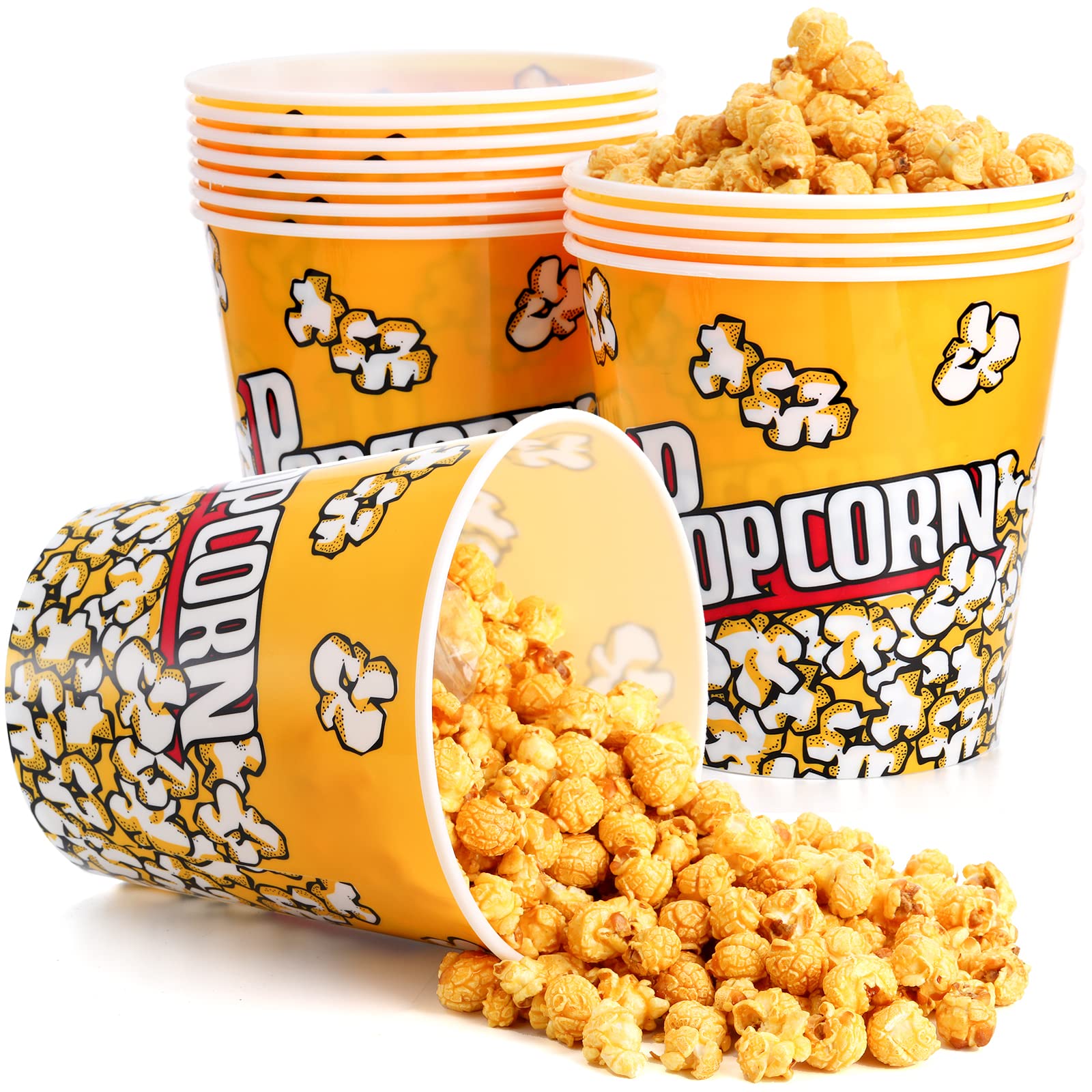 Tebery popcorn buckets 12-pack for reusable movie-night snacks.