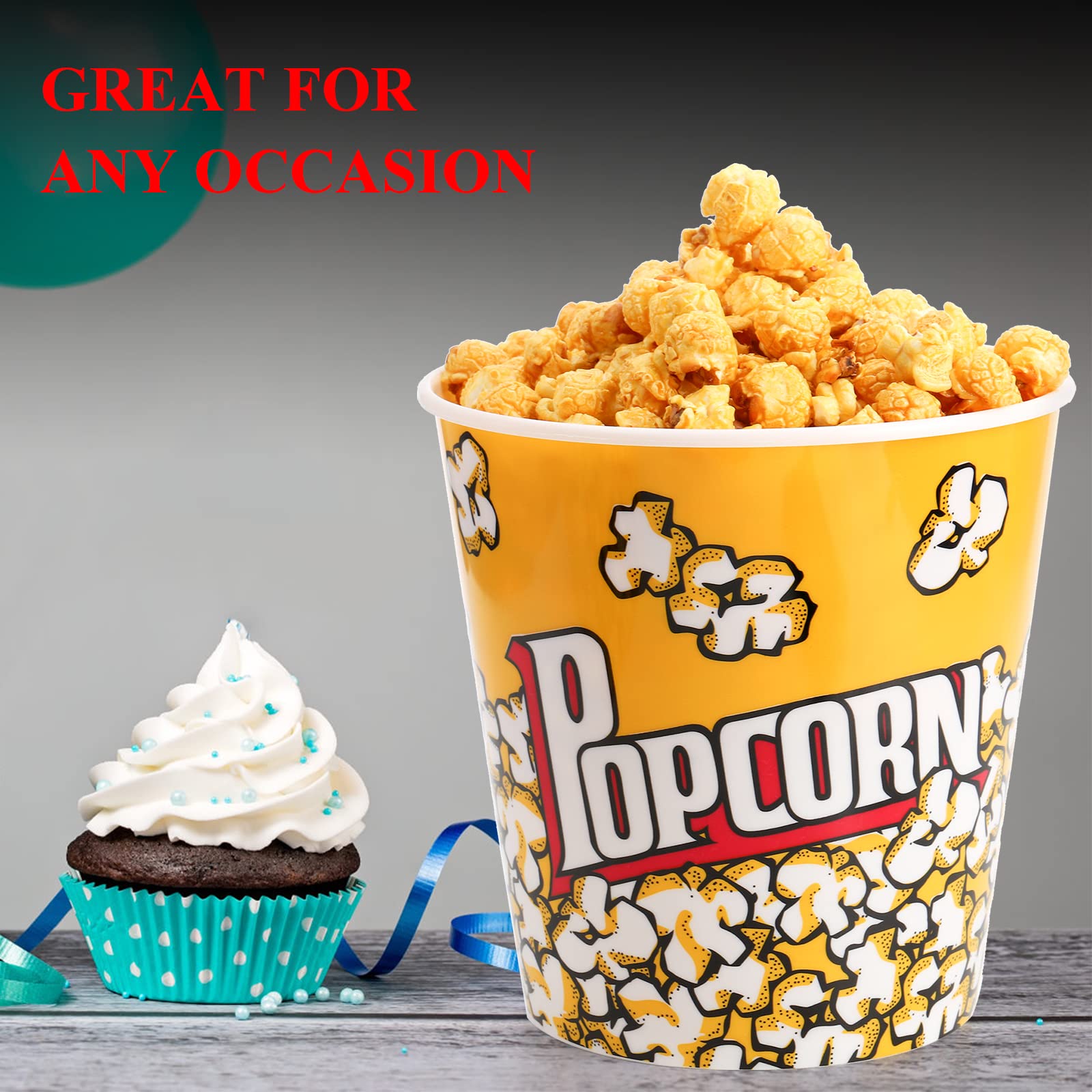 Tebery popcorn buckets dishwasher-safe for easy cleaning.
