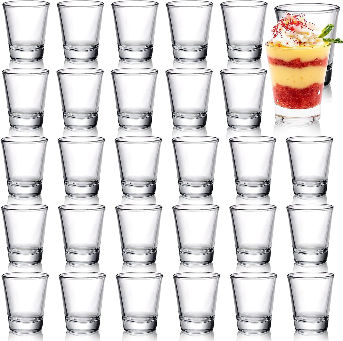 Tebery 30-piece shot glasses with heavy base for stable entertaining