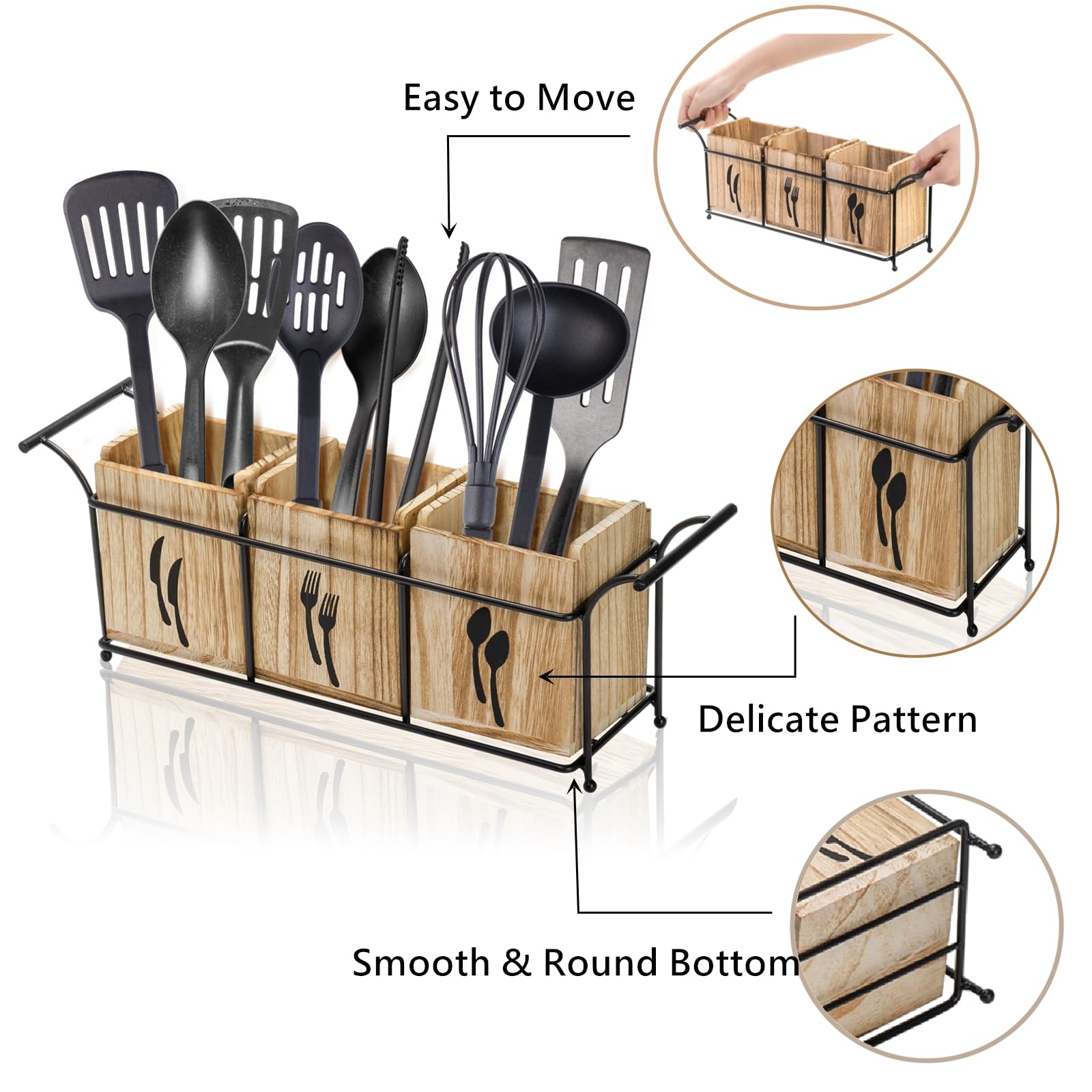 Tebery silverware organizer supports forks, spoons, and knives while keeping counters tidy.