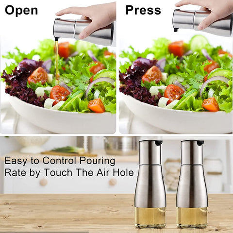 Tebery stainless steel oil dispenser offering drip-free pouring in busy kitchens.