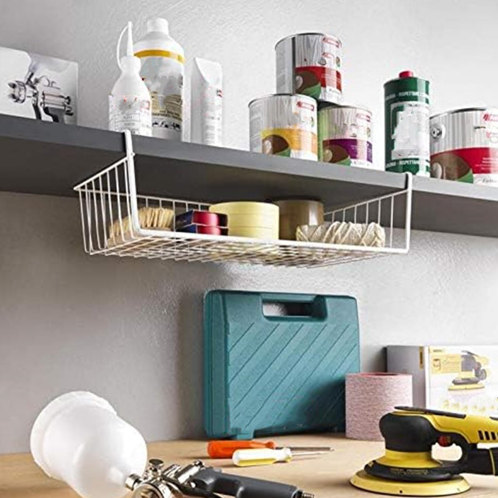 Tebery durable metal baskets slide onto shelves for versatile storage