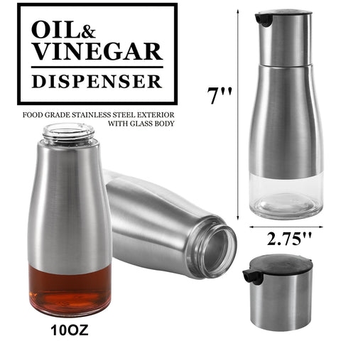 Tebery vinegar dispenser with glass bottom for visible levels and style.