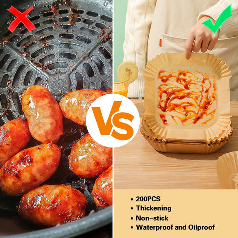 Tecbeauty parchment liner inside air fryer demonstrates non-stick surface