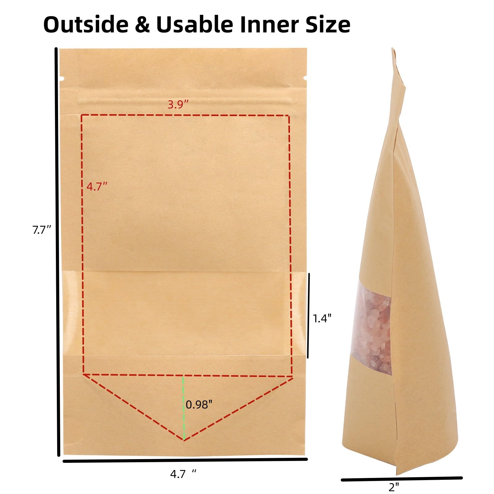 Tecbeauty stand-up window bags keep pantry items organized.